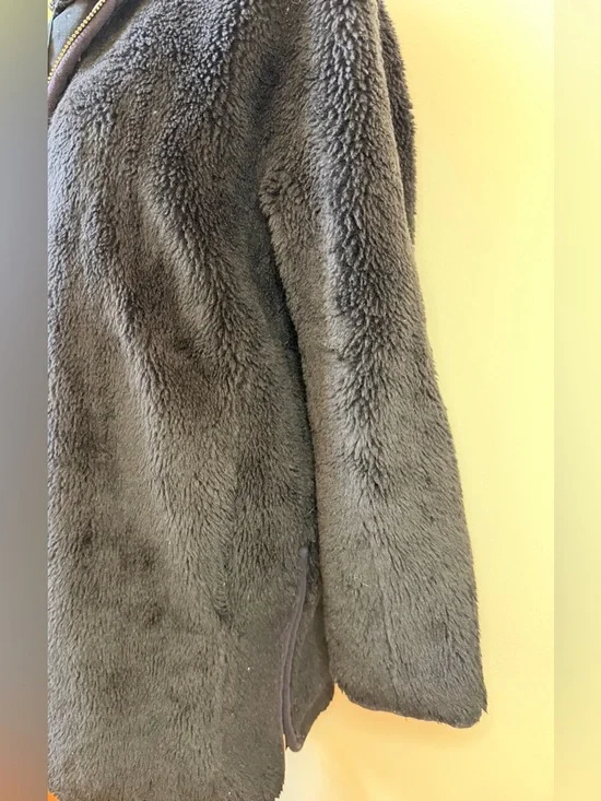 J.Crew Black Sherpa Coat XXS Cozy Luxury Plush Minimal Chic Winter Jacket Great - Picture 5 of 7